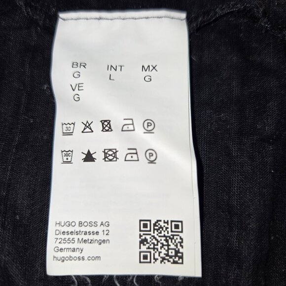 BOSS Mens Short Sleeve Black Striped Sheer T-shirt slim fit mercerized cotton L - Picture 4 of 10